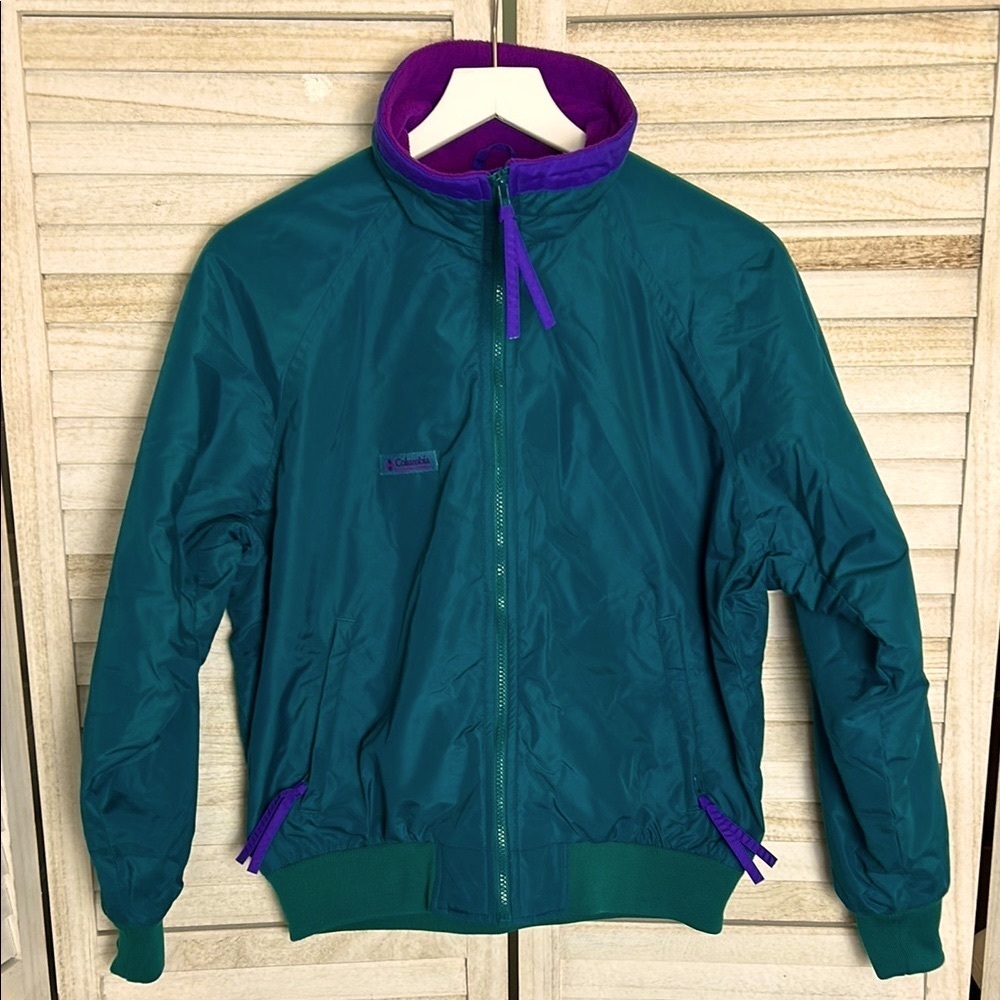 Columbia Vintage Women’s Teal and Purple Winter Coat. Size M